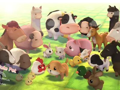 Cute Pet Low-poly 3D model