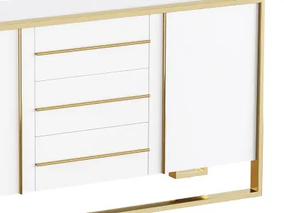 Glossy White Buffet 3D model