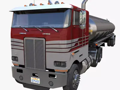 Peterbilt 362 tanker trailer Low-poly 3D model