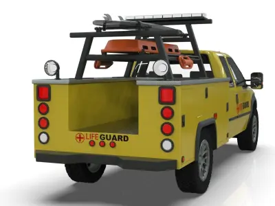 Lowpoly Lifeguard Truck  Low-poly 3D model