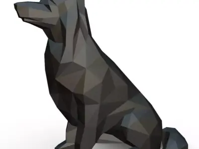 border collie low poly 3D print model
