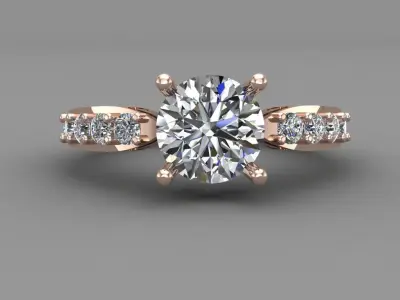 Rose Gold Women Diamond Ring 3D print model 3D print model order