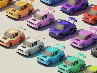 Low poly car set Low-poly 3D model