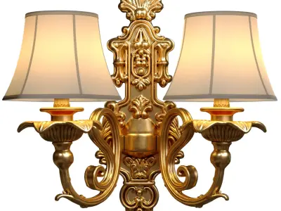 Golden sconce in classic style Wall lamp Double Light  3D model