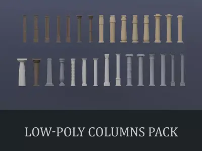 30 Low-poly Columsns Low-poly 3D model