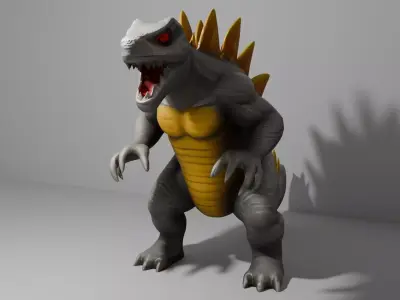 Godzilla kaiju titan King of The Monsters low-poly 3d model Low-poly 3D model