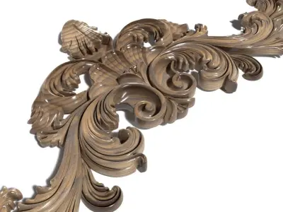 Cartouche-016 ornately carved wall bracket 3D model