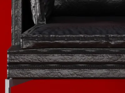 Black Leather Couch Low-poly 3D model