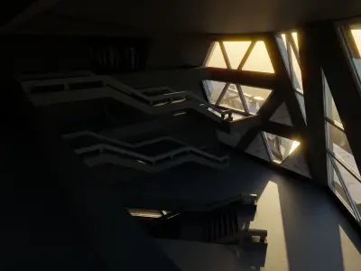 Labolatory on volcano Low-poly 3D model