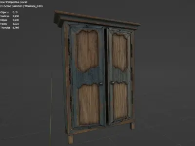 Wardrobe 2 antique cabinet Low-poly 3D model