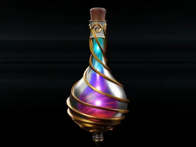 Ornament magic potion bottel 3D model for games 3D model