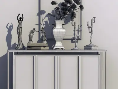 Set-181 sideboard with vases 3D model