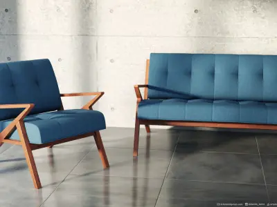 Package Sofa and Armchair with seat  3D model