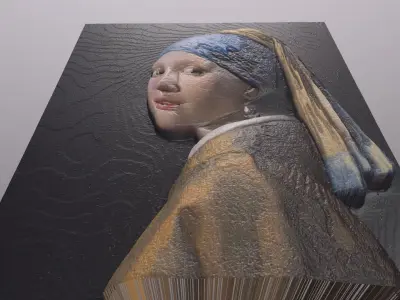 GIRL WITH A PEARL EARING by VERMEER for 3D printing  3D print model