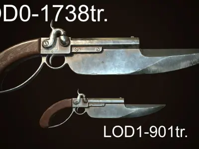 Percussion Gun-knife Low-poly 3D model