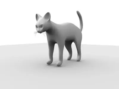 White Domestic Cat 3D model