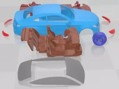 Mercedes Benz C63 AMG Coupe 2016 V2 Printable Car  3D print model