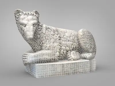 Bear statue 02 scanned Low-poly 3D model