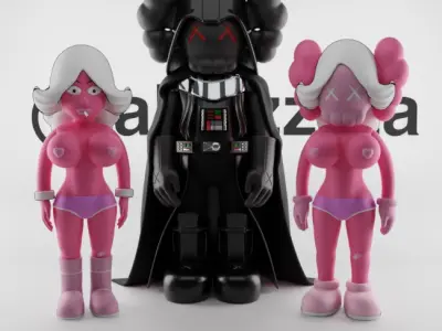 Kaws Darth Vader and Pink Twins Textured Low-poly 3D model