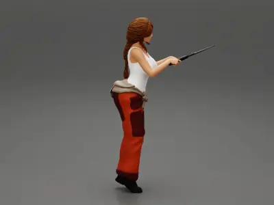 woman Farmer Cutting Tree With big Scissors 3D print model