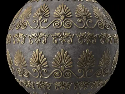 Plaster Materials 5- Ornament Plaster Pbr 4k seamless Sbsar Low-poly 3D model