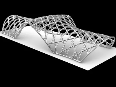 Pavilion Triangulated Wireframe Architecture Parametric v1 3D model