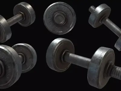 Metal Dumbbell Low-poly 3D model