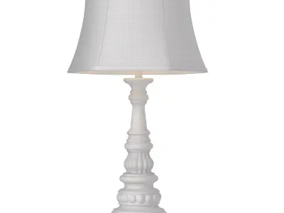 Nightstand Table lamp Aged classic style rustic wooden base 3D model