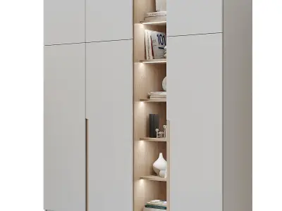 Wardrobe 4 with shelves and bookshelf 3D model
