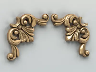 Carved decor corner 003 3D model