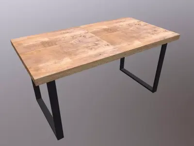Table 3D Model wood and metal console 3D model