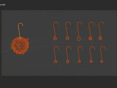 CovidBalls - Christmas Ball with hook set Low-poly 3D model