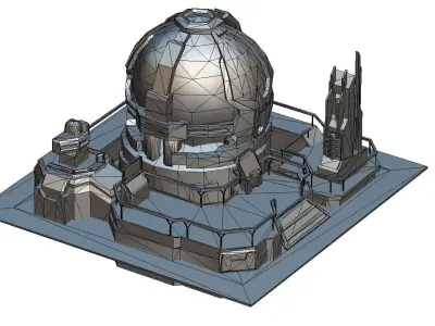isometrical UFO radar platform station upgrade 2 Low-poly 3D model