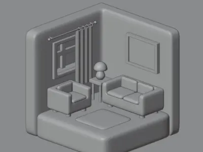 Isometric room Free low-poly 3D model
