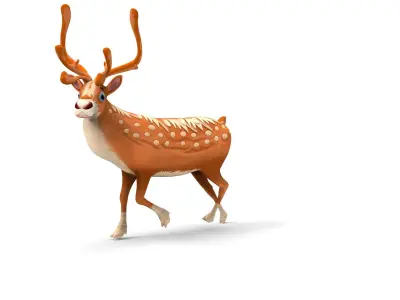 Cartoon elk reindeer Model Toon Low-poly 3D model