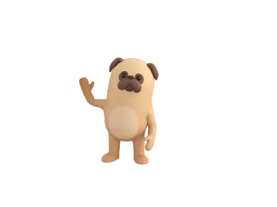 Rigged Pug Dog Character 3D model