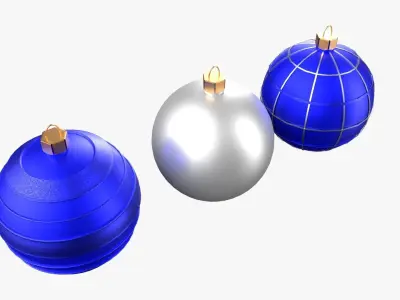 Christmas Tree Ornament Set3 - Blue White Low-poly 3D model