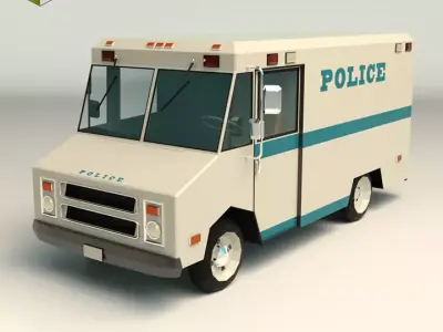 Low Poly Police Van 03 Low-poly 3D model