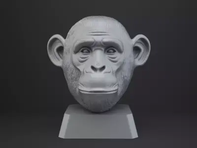 Chimpanzee Bust - Animal Figurine 3D print model