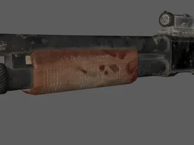 Detailed Old Shotgun Rig  Low-poly 3D model
