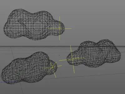 Low poly balloon hot air with clouds in sky 3D model