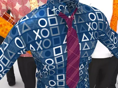 Full Outfit - shirt - pant - tie - 11 colors 3D model