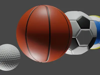 Sport Ball set 001 3D model