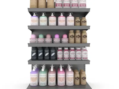 cosmetic product market stand 07 Low-poly 3D model