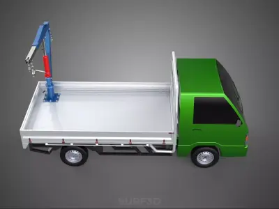 COMPACT SMALL MINI PICKUP TRUCK WINCH HOIST HYDRAULIC CRANE JIB 3D model