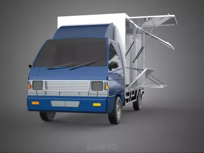 SIDE DOOR PANEL OPEN GATE WINDOW DROP BOX TRUCK FREIGHT CAR CUBE 3D model