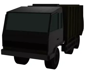 low-poly game ready asset old garbage truck Low-poly 3D model