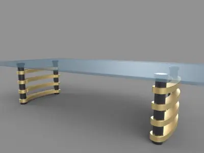 table dining with brass legs and glass top Low-poly 3D model
