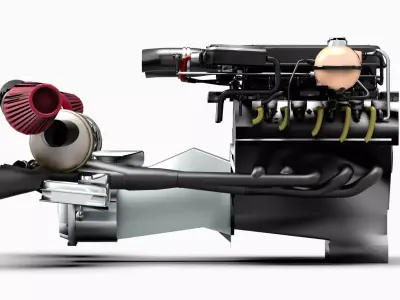 Twin-Turbo V10 Lamborghini Engine Low-poly 3D model