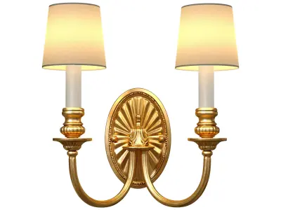 Golden sconce in classic MARINER style Two-horn wall lamp 3D model